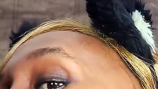 Sexy Ebony Babe Knows How to Handle That Cock. Perfect Saliva Blowjob, Backshots and Cum on Face