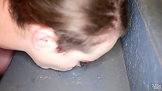 Beautiful Petite Sperm Slut Slurps Her Doms Cum Off The Filthy Stairs With Brooke Johnson