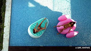 Megane Lopez Dives into Skinny Pool Romance with Brunette Passion