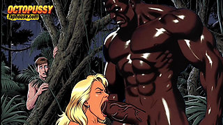 Sexy White Wife Tastes a Big Black Cock in Front of Her Cuckold Husband. Cartoon Comic Story