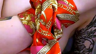 Glamour babe with big boobs masturbates in lingerie