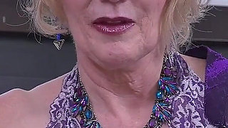 American GILF Sindee Dix Will Show You a Great Time in Her Purple Lingerie and Nylon Pantyhose