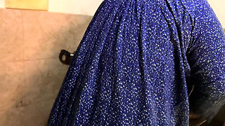 MILF Hot Aunty in Kitchen, She Was Horny When Cocking, I See Her Huge Tits & Big Ass & Start Handjob