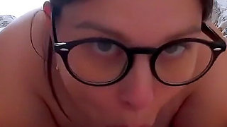 Secretary Comes to Boss Hotel Room on a Business Trip to Suck His Cock