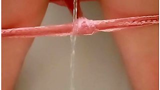 Hairy Milf Pisses In The Toilet With Her Fat Booty Spread And Wetting Pink Panties