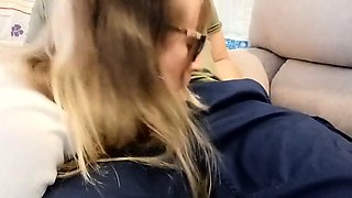 Blonde Babe's Clothes Ruined by Extreme Bukkake Before Work