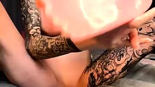 Blonde tight pussy babe solo toy fun in glamour masturbation