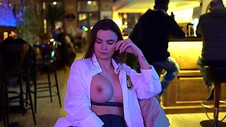 -BralessForever.com- Hotwife Veerle - Flashing in the