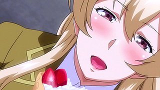 Innocent anime lady lets her lover in for the first time