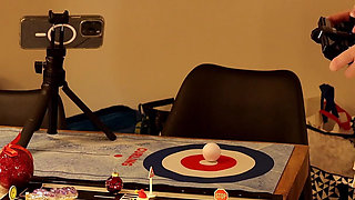 Two Girls One Rc Car to Play with in Shortest Short Miniskirts and on High Heels with Stockings and Over Knee Socks