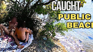 Flashing My Cock in Front of Stepdaughter on a Public Beach and She Helps Me Cum in Front of Everyone