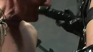 Humiliating dildo sucking