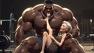 Granny Moaning in Pleasure - Strong Black Man Sucking Her Feet