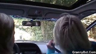70 years old granny gets banged roadside