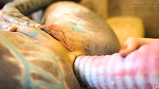 Tattooed Girl Anal Fuck with Big Toy in Van - Lesbian Roadtrip Sex