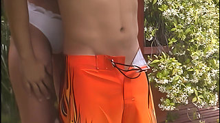 Nicole Sucks on Her Mans Cock Out by the Pool Before Getting Fucked Hard