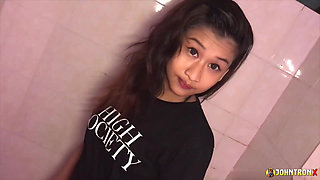 Johntronx - Sexy Blowjob and a Quickie with a Hot Asian Girl in the Bathroom