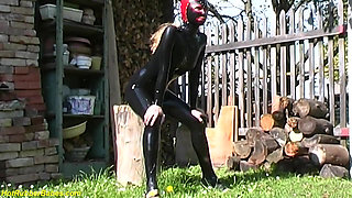 Young flexi latex teen stretching outdoor