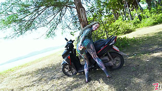 Public Solo Anal - Massive Gape, Prolapse, Squirt on Motor Scooter