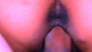 The secretary greets her stepson at the door and rides him all the way to the back