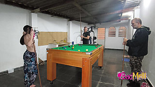 Playing naked pool with my boyfriend and my father-in-law