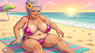 Sexy Big Boobs on Beach