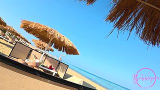 Blonde Beach Footjob on Sunbed - Strangers Nearby in 4K POV