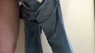 Trying on Tight Jeans in Fitting Room - Want to Be My Secret Peeker?