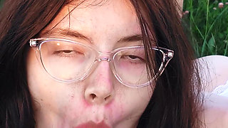 Real Beautiful Sex in Nature in the Middle of the Field with a Cute Brunette Giving a Gentle Blowjob, Ready for Penetration