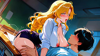 Extra Lessons After Dark with Blonde MILF - Ai Animation