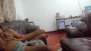 Father in Law's Gigantic Dick Hangs Out Under His Sarom for Step Daughter