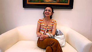 Petite brunette coed Wendy delights with a blowjob and rimjob on a hard cock