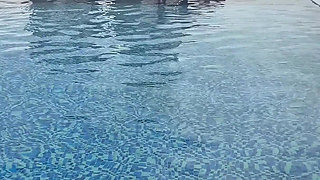 Bikini, Spit on Boobs, Ahegao, Butt Tease in a Public Pool