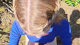 Blonde Slut Towed and Fucked in the Woods!