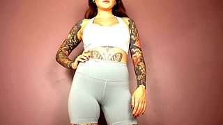 Seductive workout wear teasing by goddess Flora Vanity