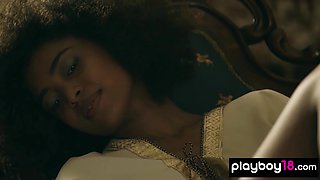 Nude Mexican rubs her ebony snatch