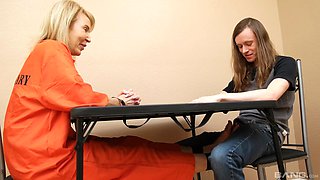 Blond bombshell Erica Lauren pleases guard Conor in a sexy feet fest