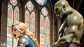 Blonde Elf Babe Gets a Pounding From the Orc King's Cock, Waifu Hentai Animation