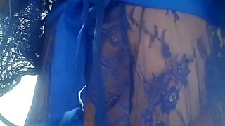 Sexy Filipina Milf, In A Sexy Blue See Through Dress & Sucking Her Big Nipples
