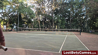 Rafaela and Igor Are Taking Their Strip Tennis Match Outside