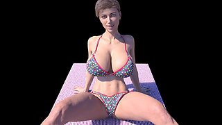 Jerking Off To My Step Aunty Nikki's Pretty Face And Beautiful Big Tits While Taking Sun Bath Near Pool