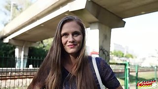 German Casting: Hairy Pussy Riddy Gets Multiple Orgasms from Rough Hardcore Fucking