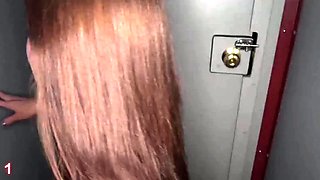 Big titted glory hole blowjob slut fucks and loves facial