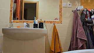 Cute BBW Wife with Big Soft Natural Tits and Big Ass Takes a Shower