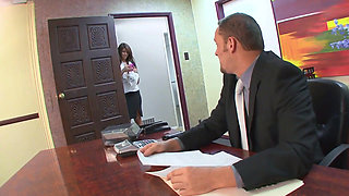 Hot brunette secretary gets fucked in the office