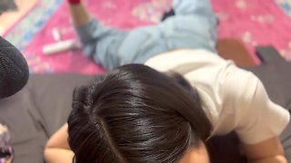 Hot horny asian girl hooks up with her friend and has a passionate pounding session that ends with a nice creampie