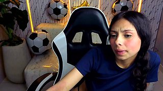Sexy Asian Girl Teasing in Gaming Chair