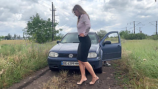 Executive Driver Gets Wet From Revving and Jerks off Her Passenger