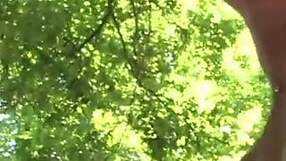 Outdoor action with a brunette chick who sucks marvelous thick cock