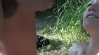 Outdoor Threesome with French Cock Sucking Sluts